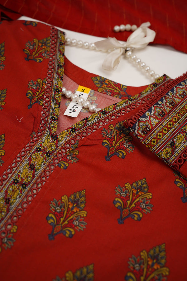 Sajh Dajh Rozi - Printed Cotton Outfit with Broshay Dupatta - Ready to Wear - Winter Collection