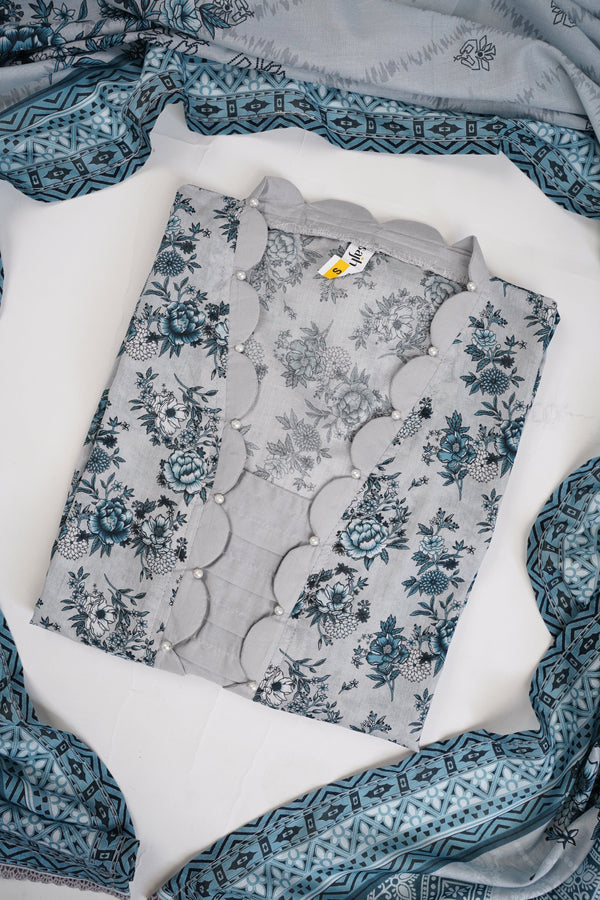 Sajh Dajh Rozi - Printed Lawn Outfit with Plazzo bottoms - Ready to Wear