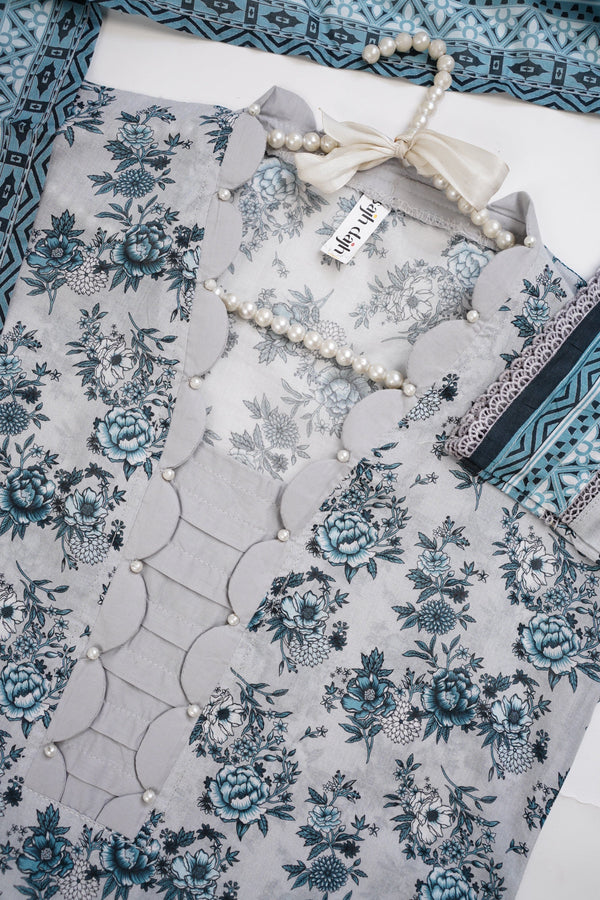 Sajh Dajh Rozi - Printed Lawn Outfit with Plazzo bottoms - Ready to Wear
