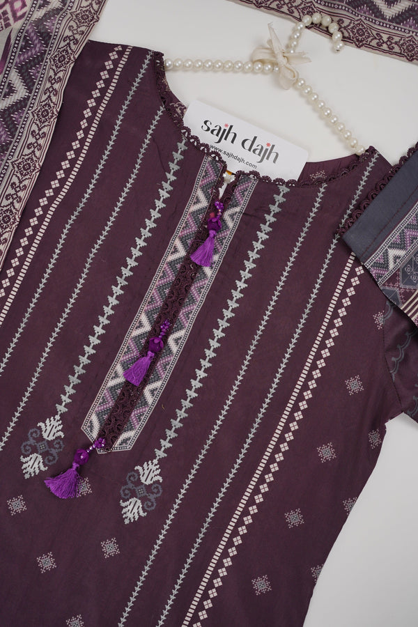 Sajh Dajh Rozi - Printed Lawn Outfit with Voile Dupatta - Summer Collection