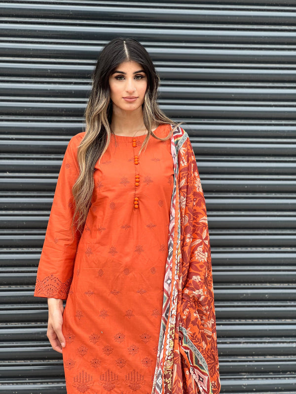 Sajh Dajh Rozi - Ready to Wear - Chikankari Embroidered Lawn with Lawn Dupatta - D1