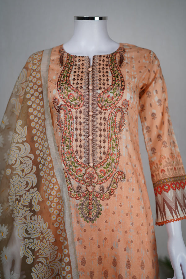 Sajh Dajh Rozi - Ready to Wear - Luxury Embroidered Lawn with Organza Dupatta - D5
