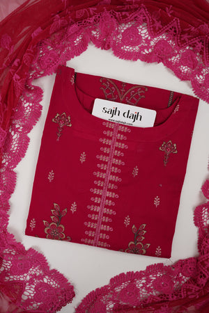 Sajh Dajh Rozi - Sequin Embroidered Lawn Outfit with Net Dupatta - Summer Collection