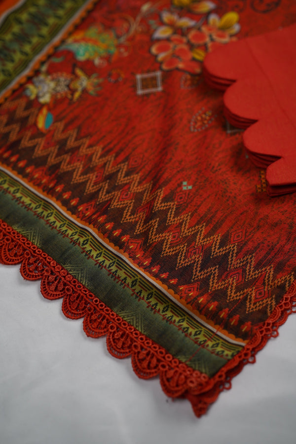 Sajh Dajh Rozi - Shamray Printed Suit with Shawl - Warm Fabric - Winter Collection
