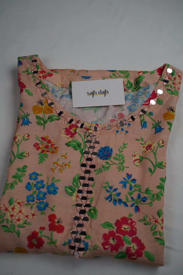 Sajh Dajh Rozi - Slub Linen Printed Shirt and Trouser- Warm Fabric - Winter Collection