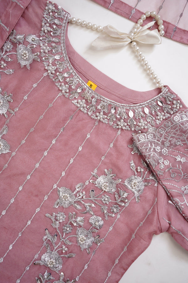 Sajh Dajh Tehwar Basics V1 - Festive Collection - Organza - D2 - Dusky Pink