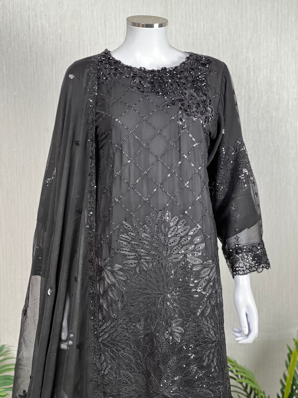 Sajh Dajh Tehwar III - The Luxury Eid Wear in Black - Chiffon - D1