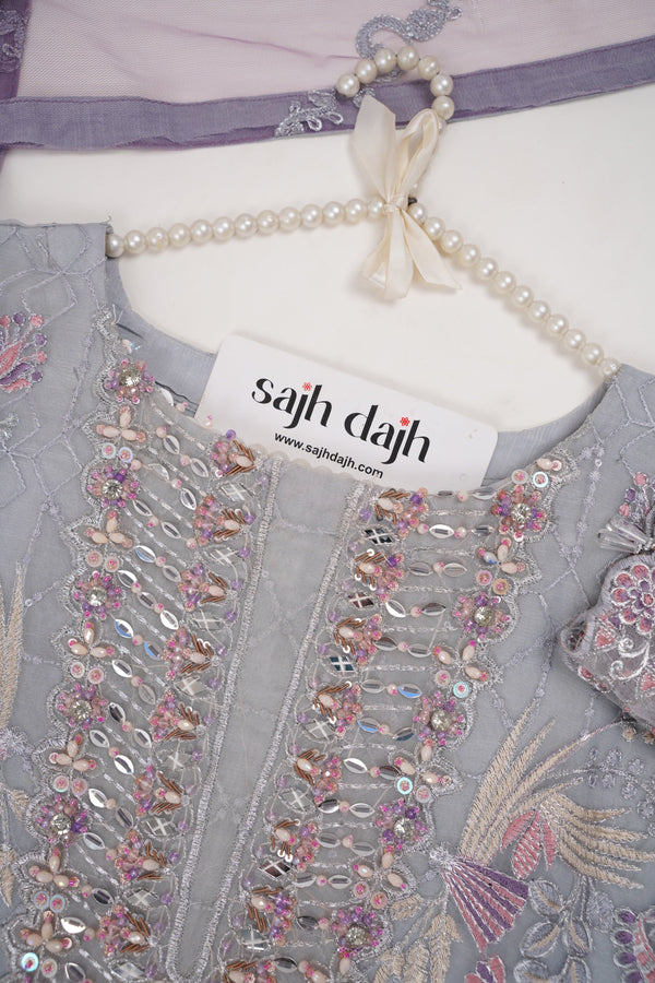 Sajh Dajh Tehwar V11 - Luxury Soft Organza Festive Embroidered Outfits - D2