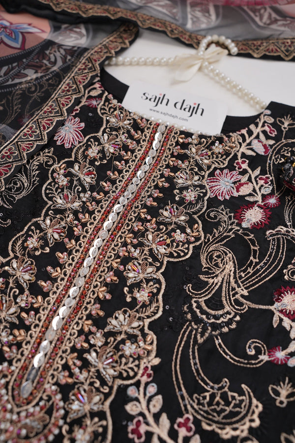 Sajh Dajh Tehwar V11 - Luxury Soft Organza Festive Embroidered Outfits - D6