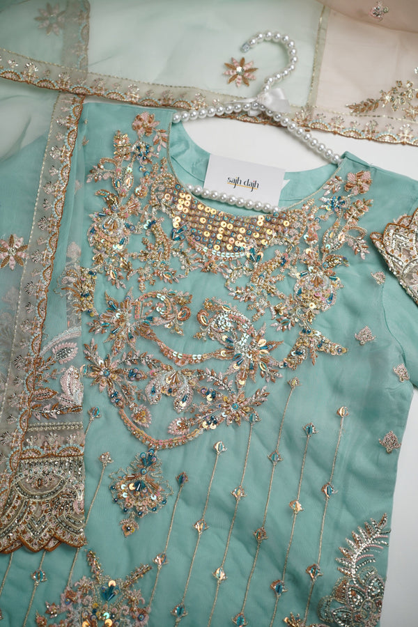 Sajh Dajh Tehwar - V4 - Luxury Festive Collection with Sharara - Organza - Ready to Wear -  D8
