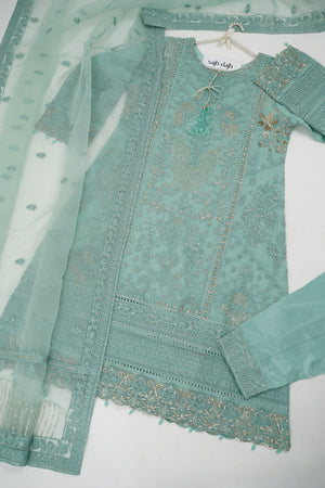 Sajh Dajh Tehwar - V7 - Luxury Festive Collection - A Line Shirt - Organza - D7