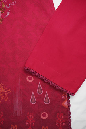 Sajh Dajh Unsticthed - Dhanak Embroidered Suit with Shawl - Warm Fabric - Winter Collection