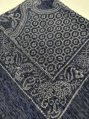 Sajh Dajh Wool Embroidered Shawl - Blue