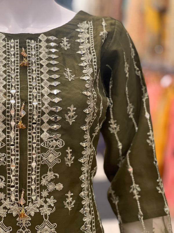 Shagun Boutique Naqsh - Luxury Organza Ready to Wear Mirror Suit