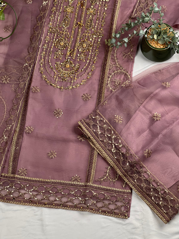 Rani - Luxury Organza Ready to Wear Gharara Suit in Lilac