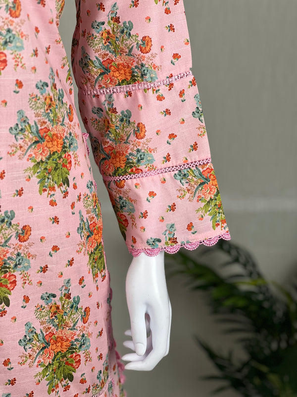 Basics - Pima Cotton - Baby Pink Floral Shirt with Tulip Pants - D4