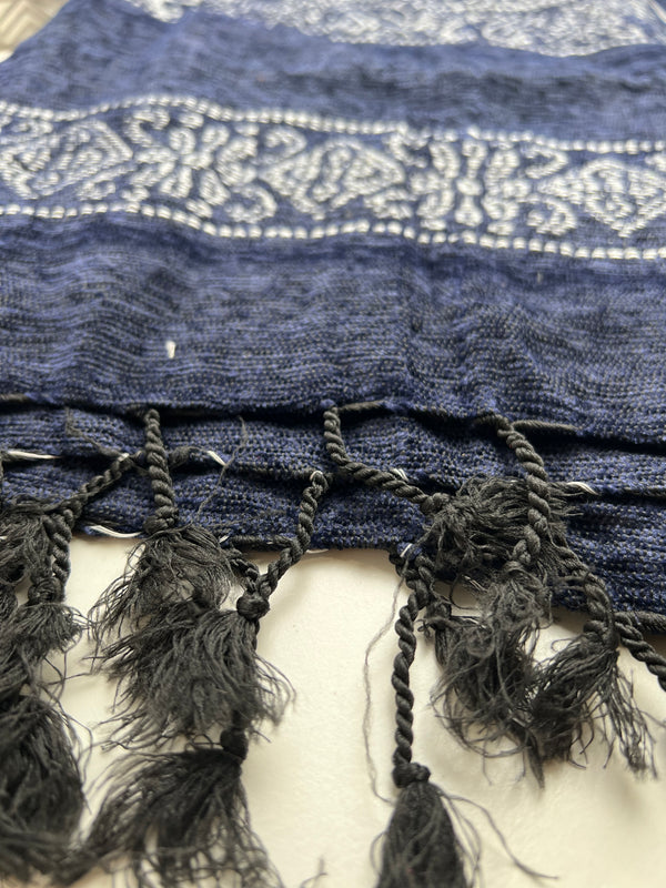 Wool Embroidered Shawl - Blue