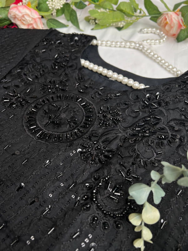 Premium Designer Suits IV - The Luxury Eid Wear in black Teal Dupatta- D5