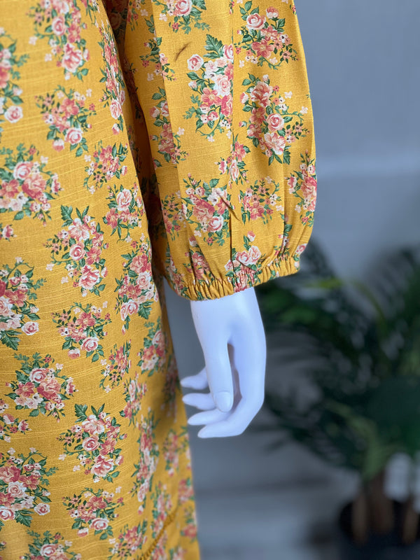 Basics II - Pima Cotton - Mustard Floral Shirt with Pants - D3